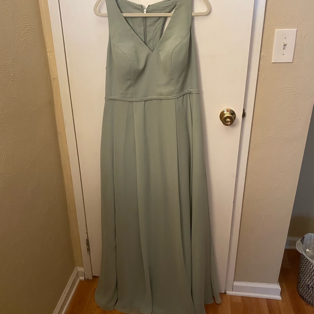 Azazie Mimi bridesmaid dress, size 16, Agave